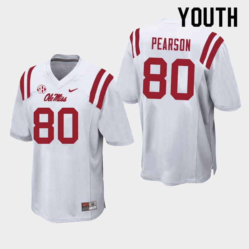 Jahcour Pearson Ole Miss Rebels NCAA Youth White #80 Stitched Limited College Football Jersey UCG1258IR